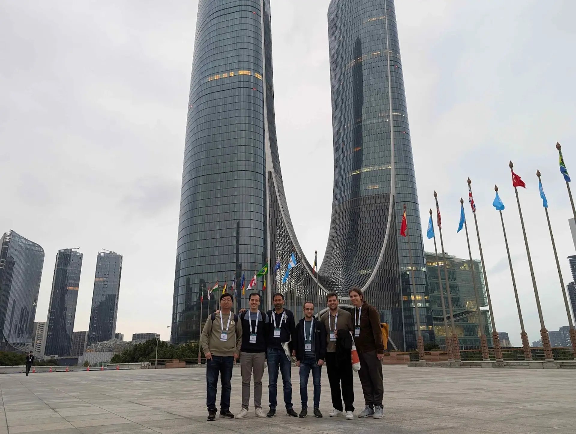 IROS 2025 group photo. From left to right: Yang, Jesús, Héctor, José, Diego, Nico.