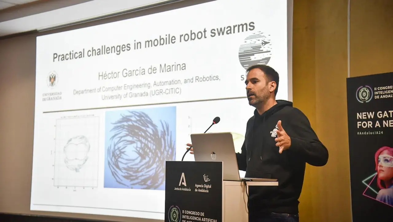 Héctor gave a talk at the II Andalucía AI Congress on Practical Challenges in Robot Swarms